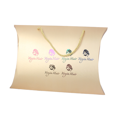 خرید Custom Luxury Gold Pillow Boxes with Handle for Wigs – Premium Hair Extension Gift Packaging online manufacture