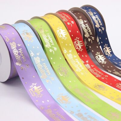 خرید Custom Gold Foil Logo Satin Ribbon – Personalized Polyester Ribbon For Packaging & Gift Wrapping تولید آنلاین