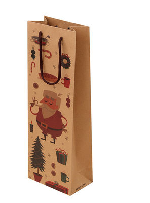 کیسه های هدیه شراب کاغذ کرافت قهوه ای چاپ شده سفارشی با دسته های نخی فله